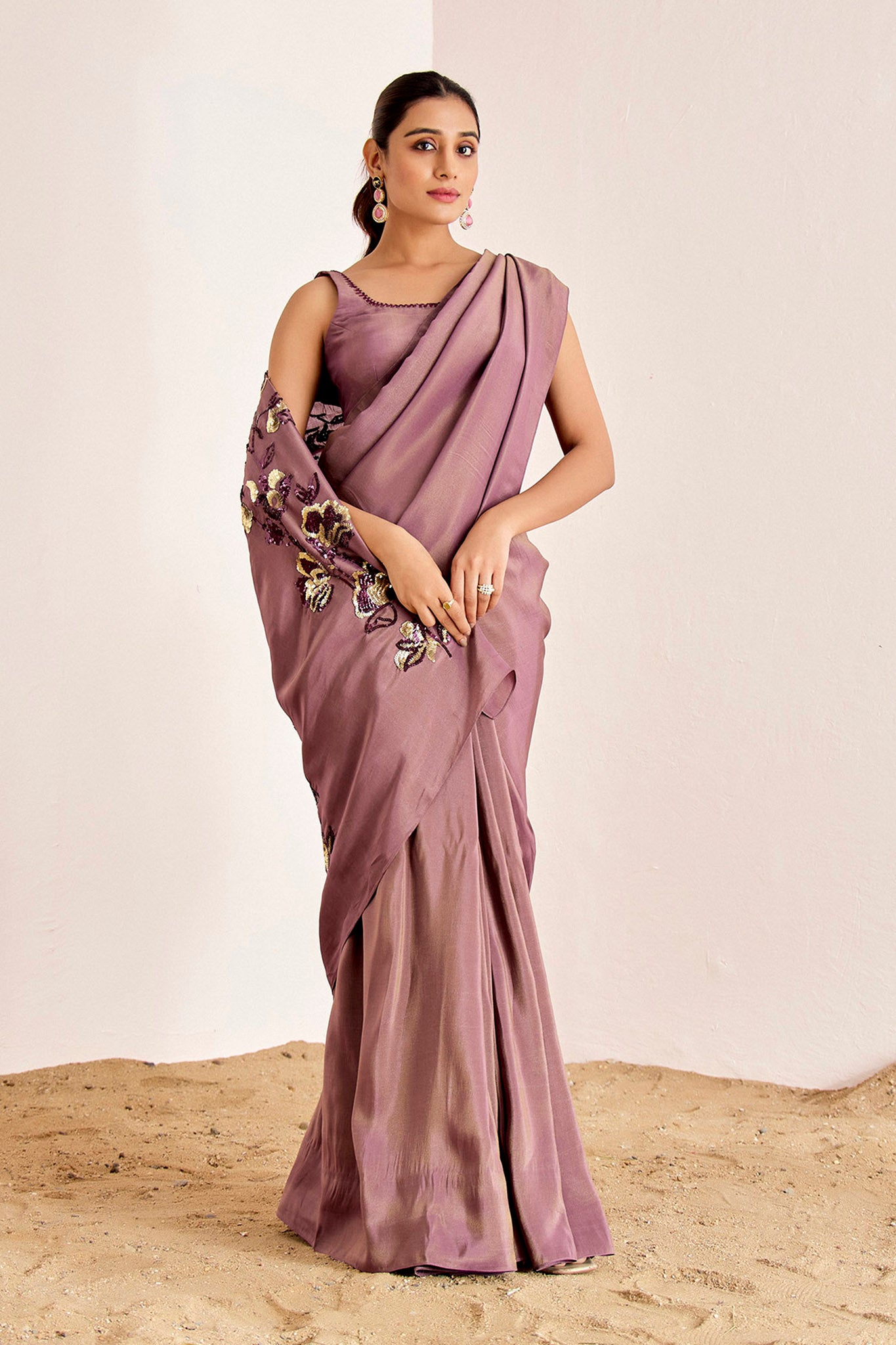 WINISH VOILET SHIMMER SAREE