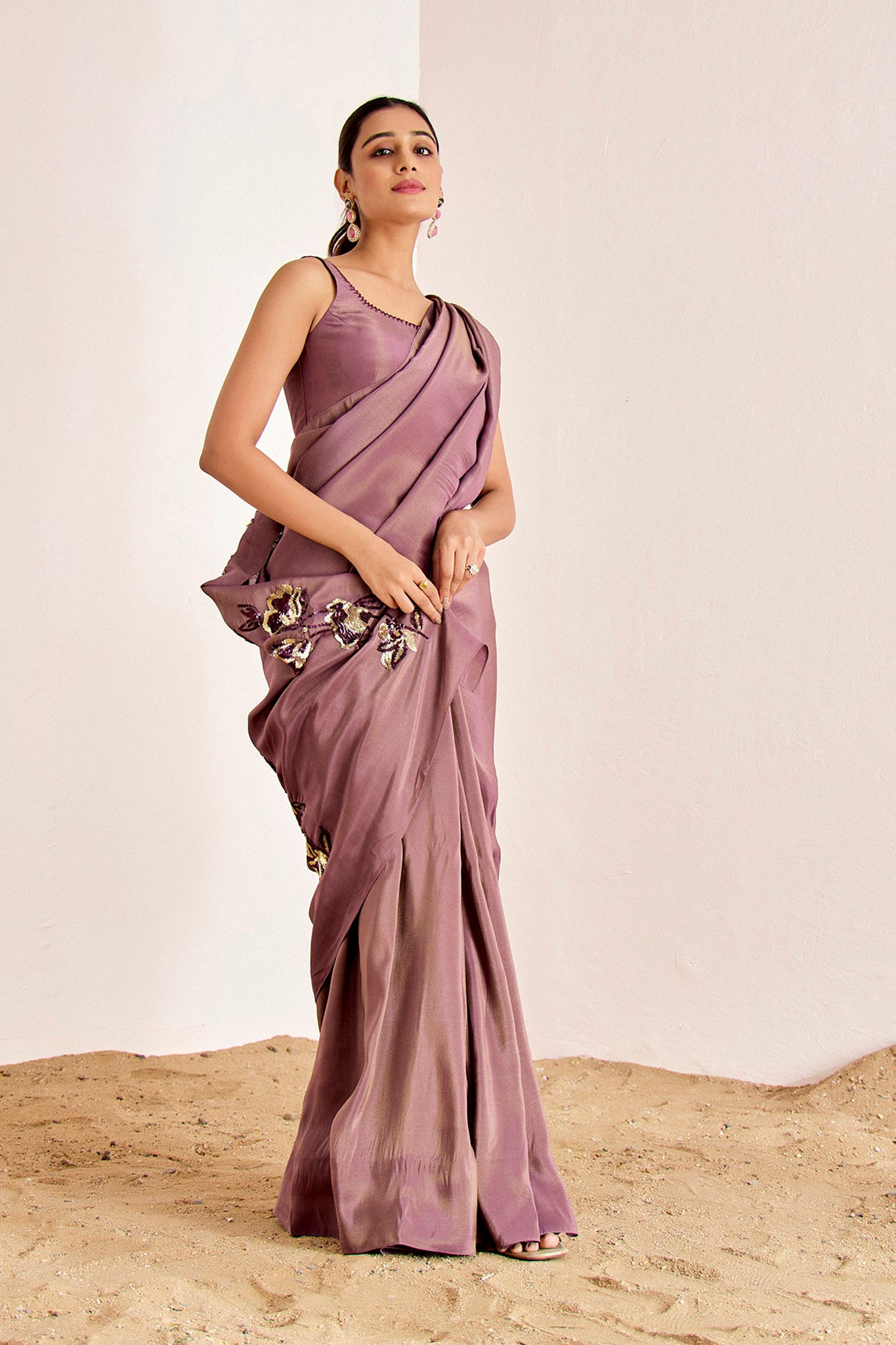 WINISH VOILET SHIMMER SAREE