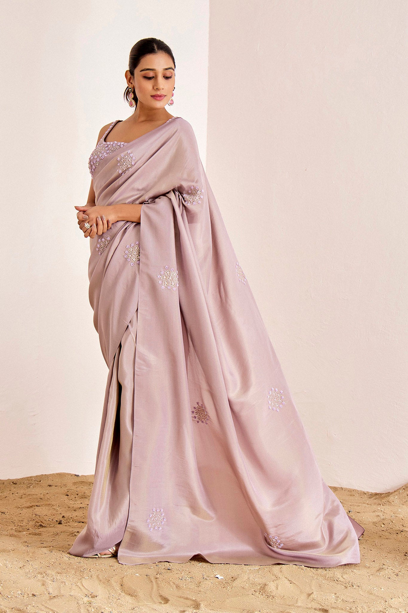 LILAC FLORAL SHIMMER SAREE