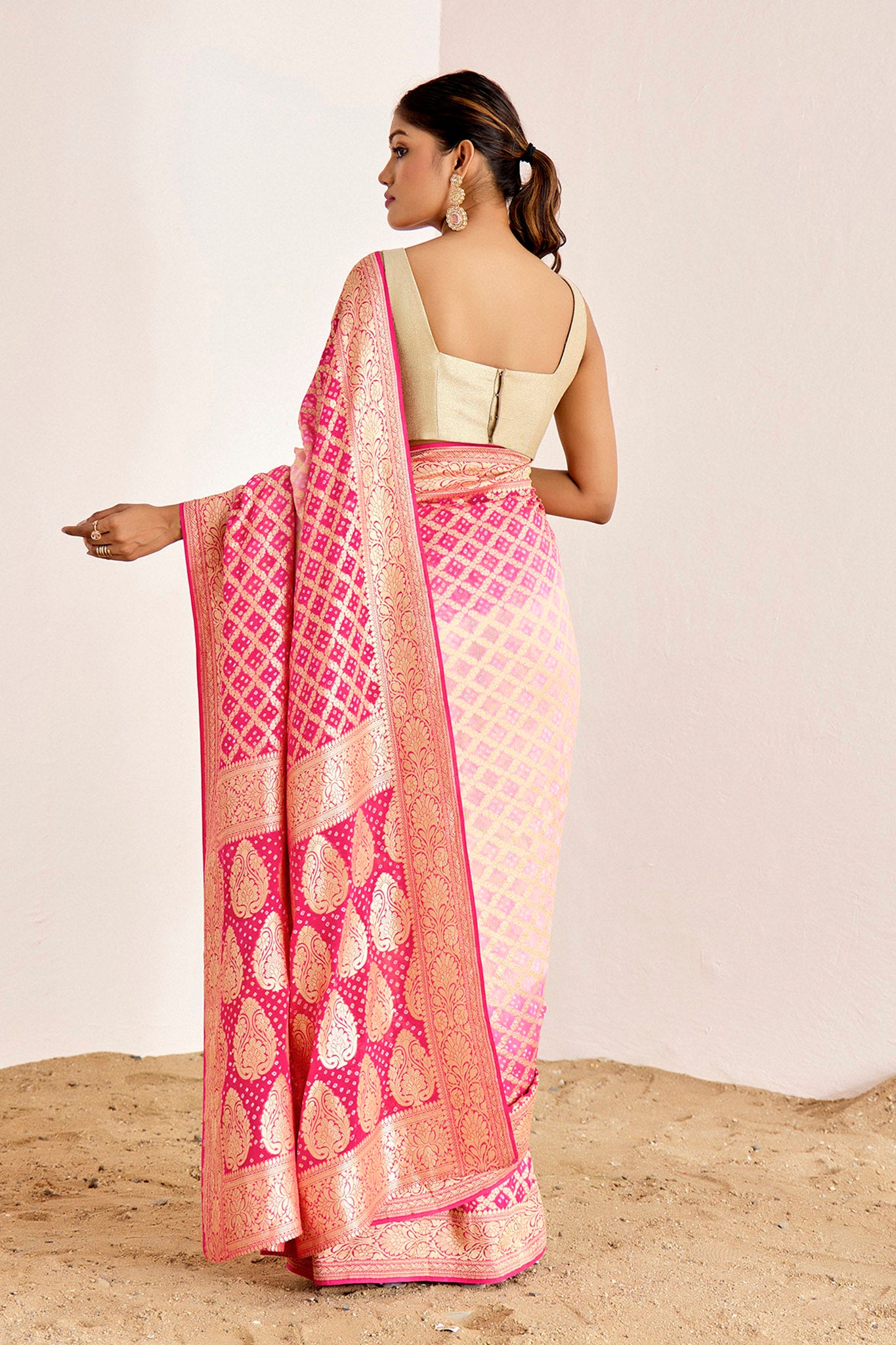 PINK OMBRE BANARASEE BANDHANI SAREE