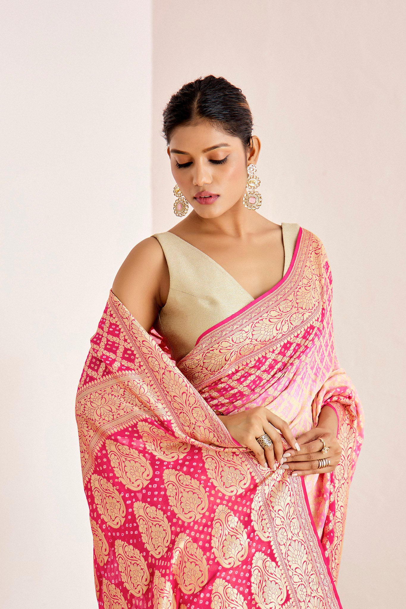 PINK OMBRE BANARASEE BANDHANI SAREE