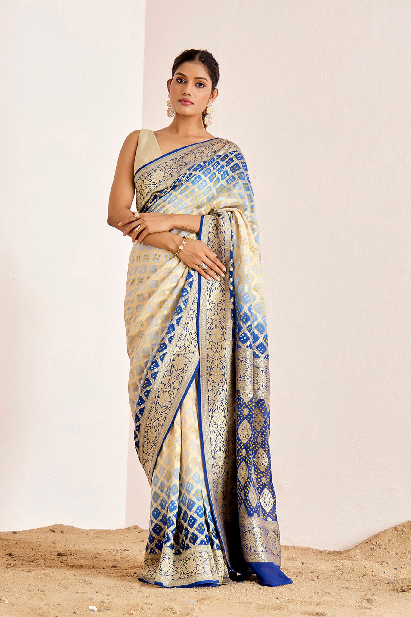 BLUE OMBRE BANARASEE BANDHANI SAREE