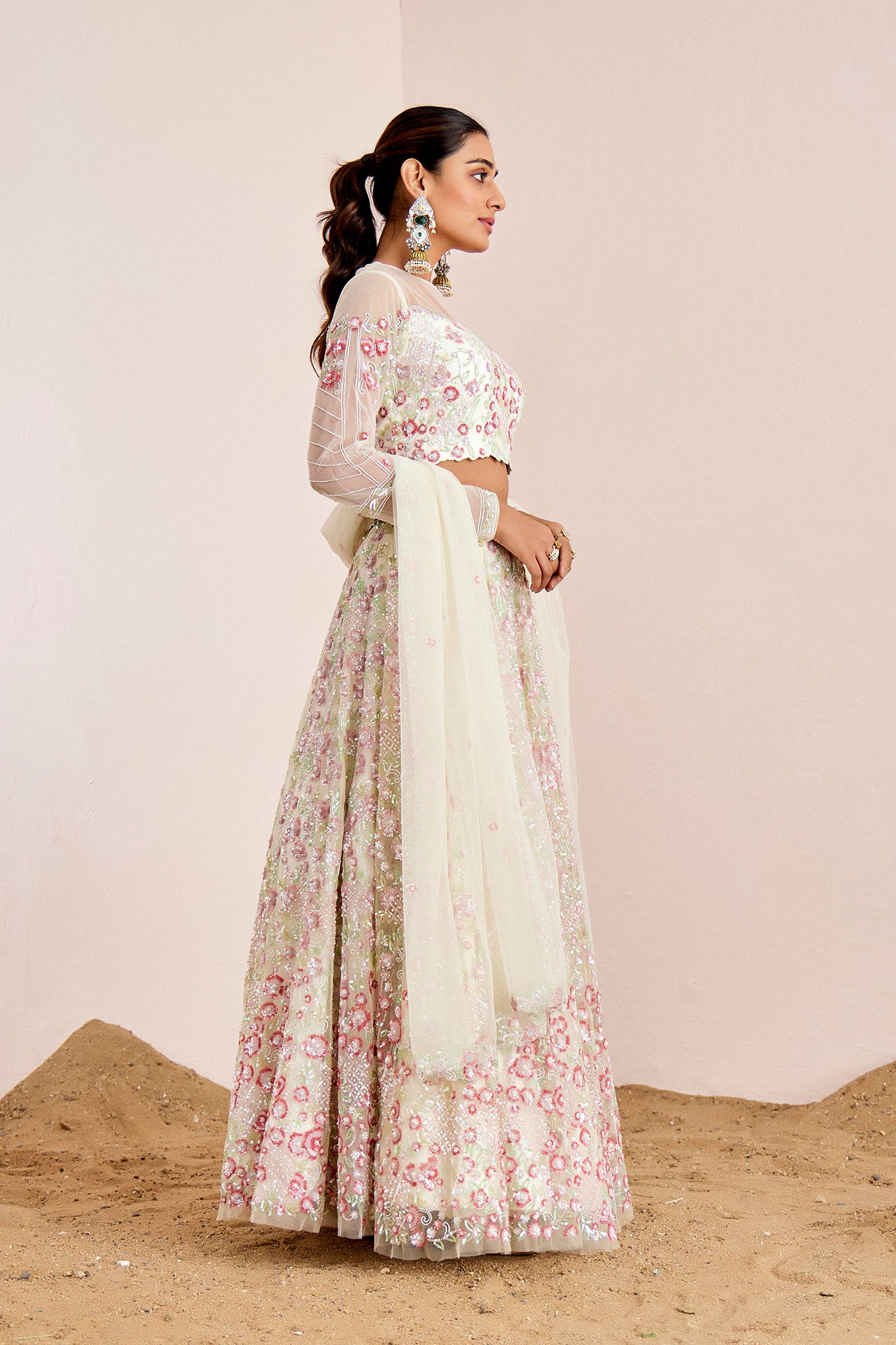 OFF WHITE OMBRE SEQUIN LEHENGA SET