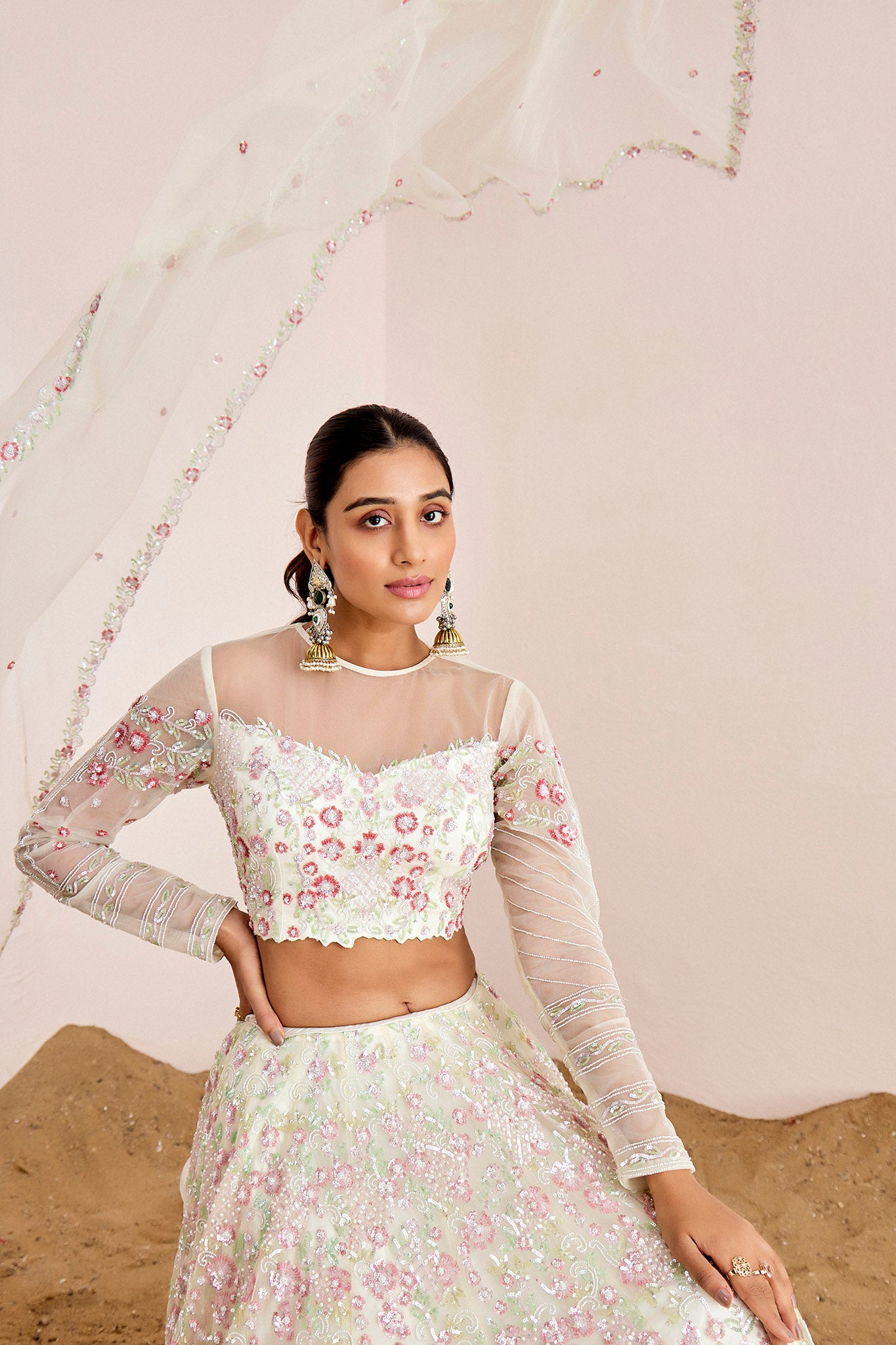 OFF WHITE OMBRE SEQUIN LEHENGA SET