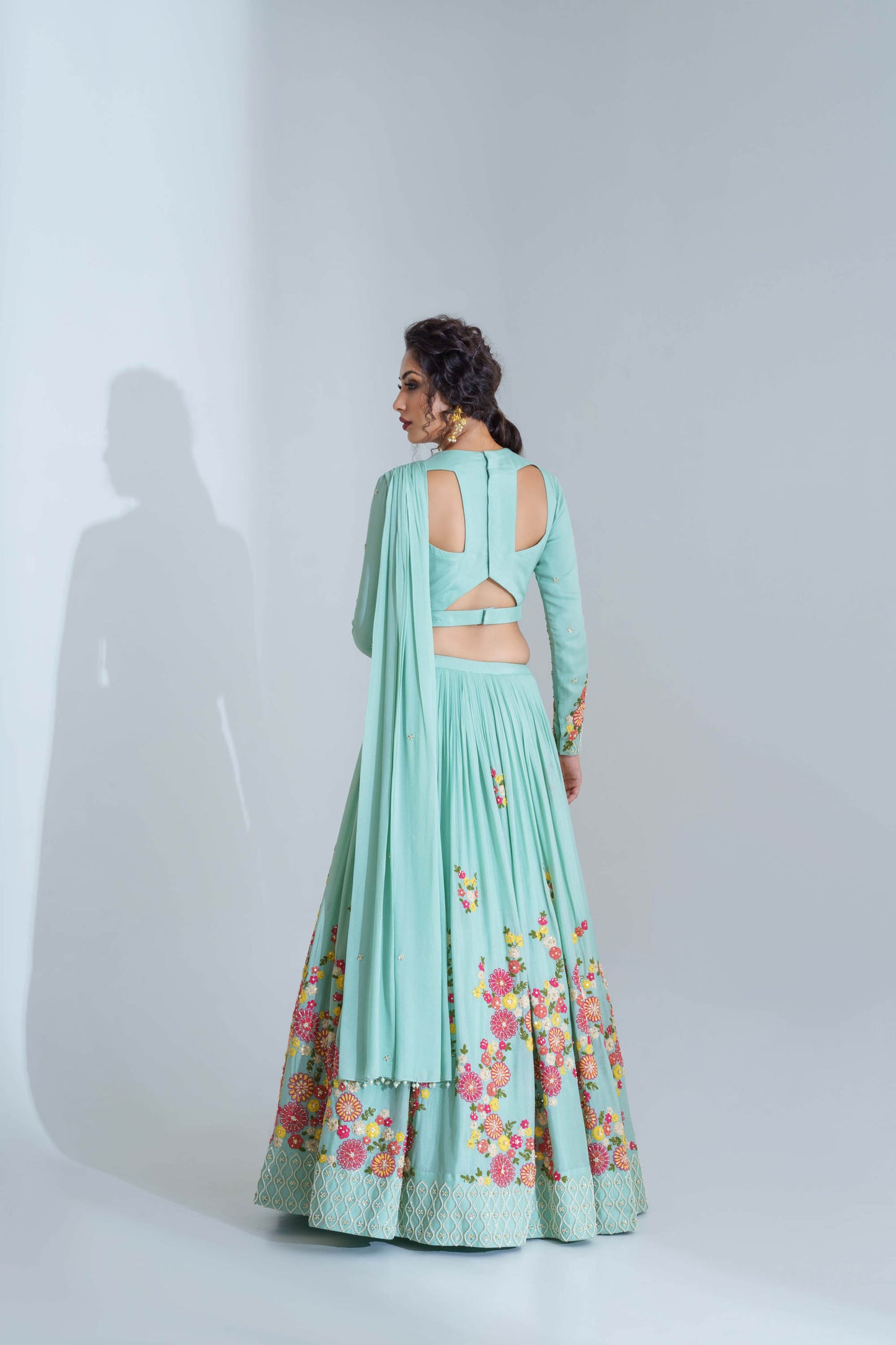 Powder Blue Embroidered Lehenga Set