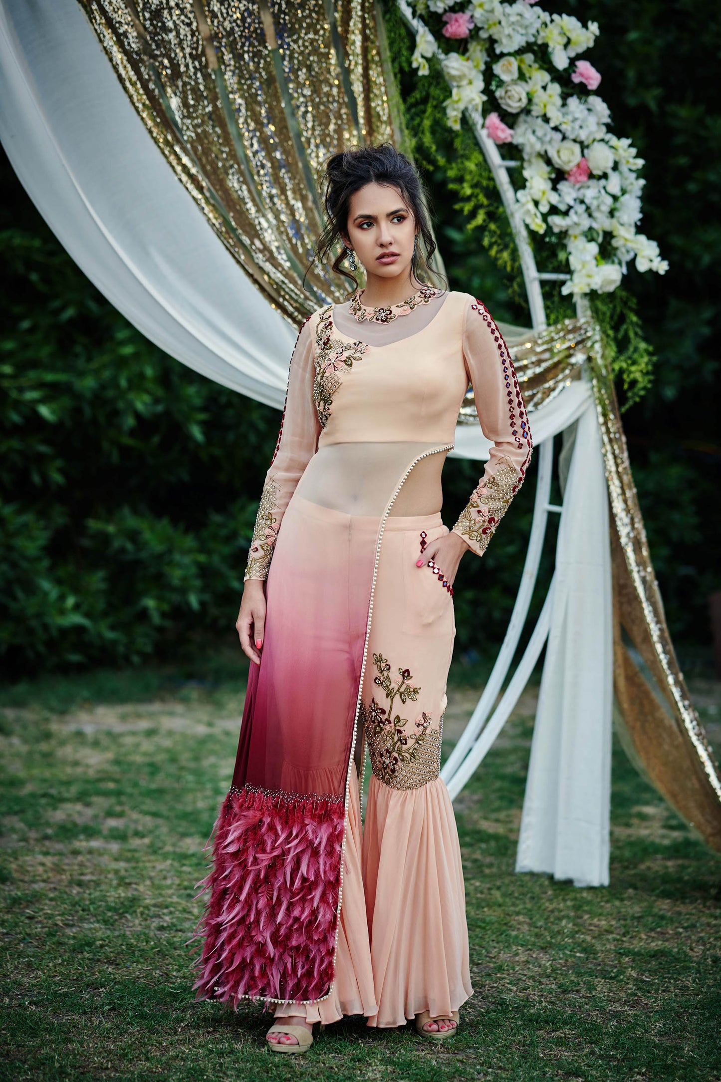 Nude Georgette Sharara Set