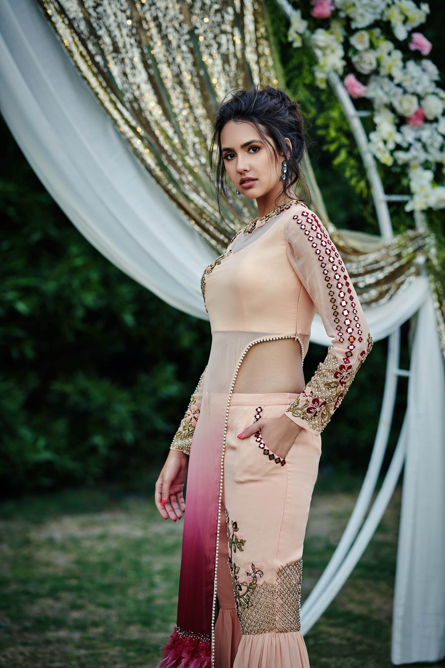 Nude Georgette Sharara Set