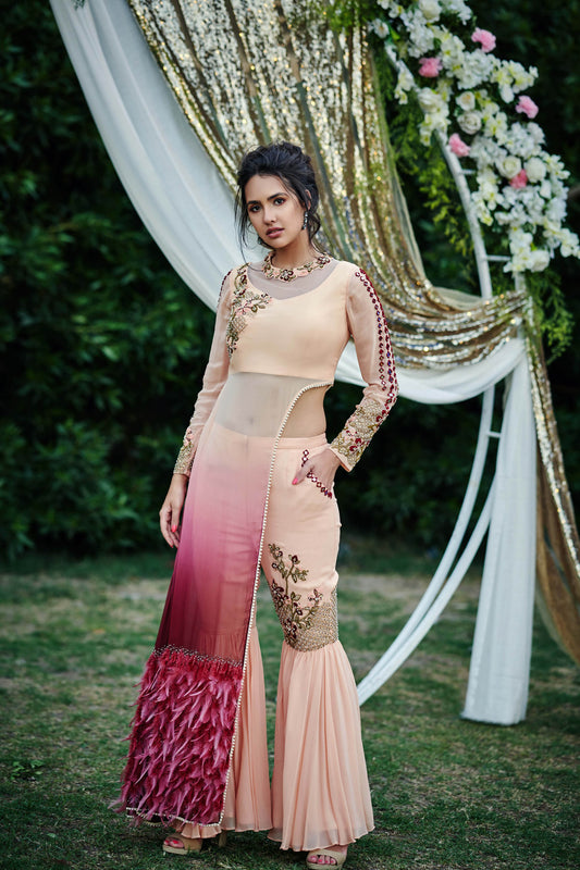 Nude Georgette Sharara Set