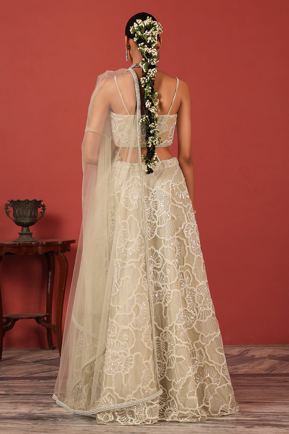 Green Bustier Blouse Lehenga Set