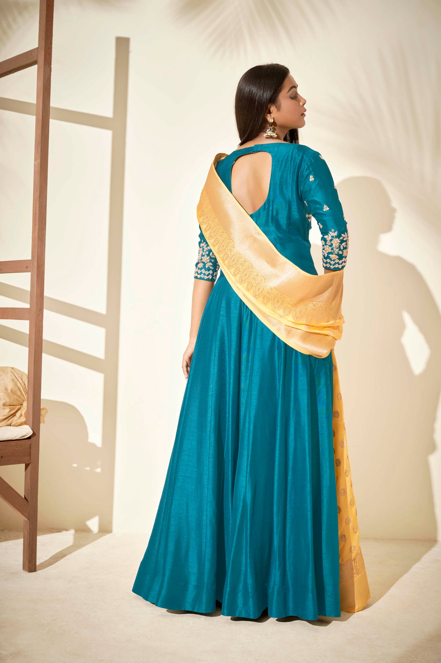 Teal Blue Handcrafted Anarkali Set