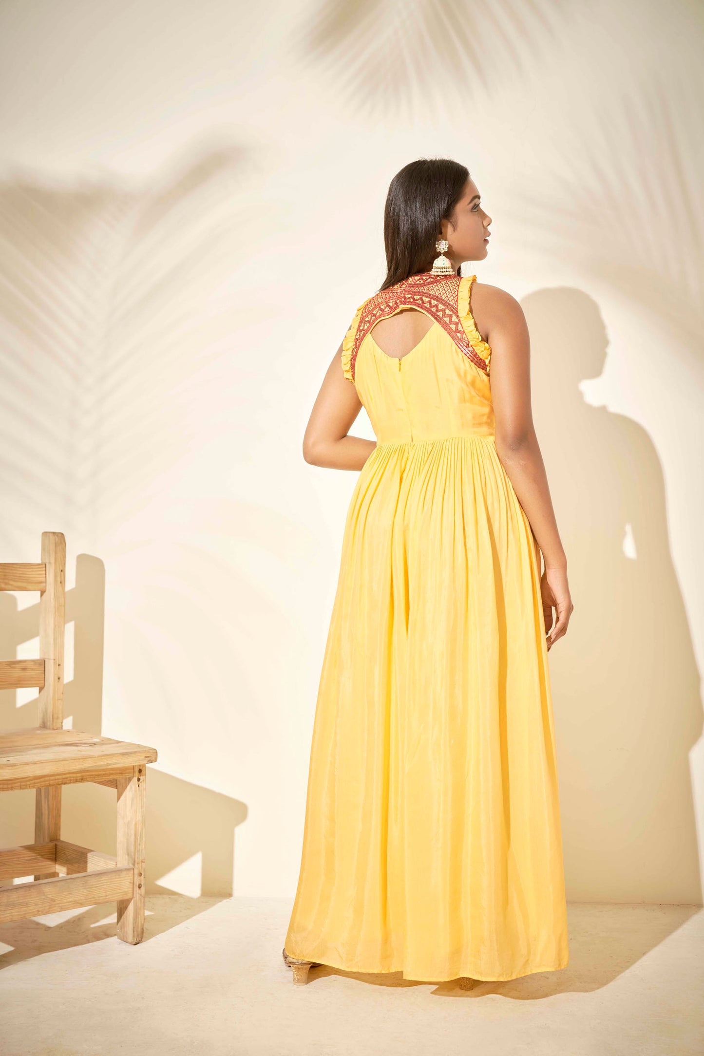 Yellow Sequins Embroidered Dress