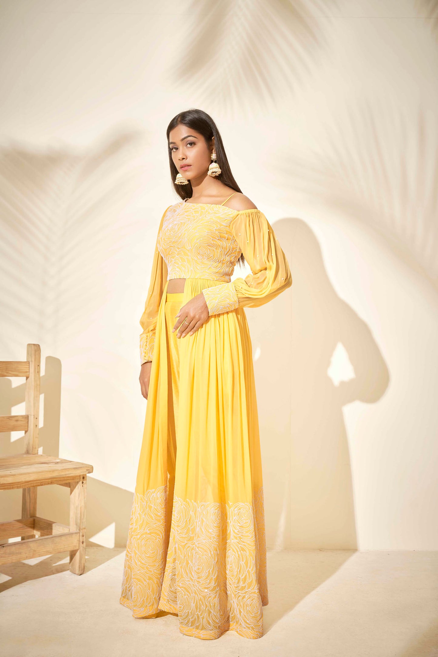 Yellow Embroidered Tunic Set