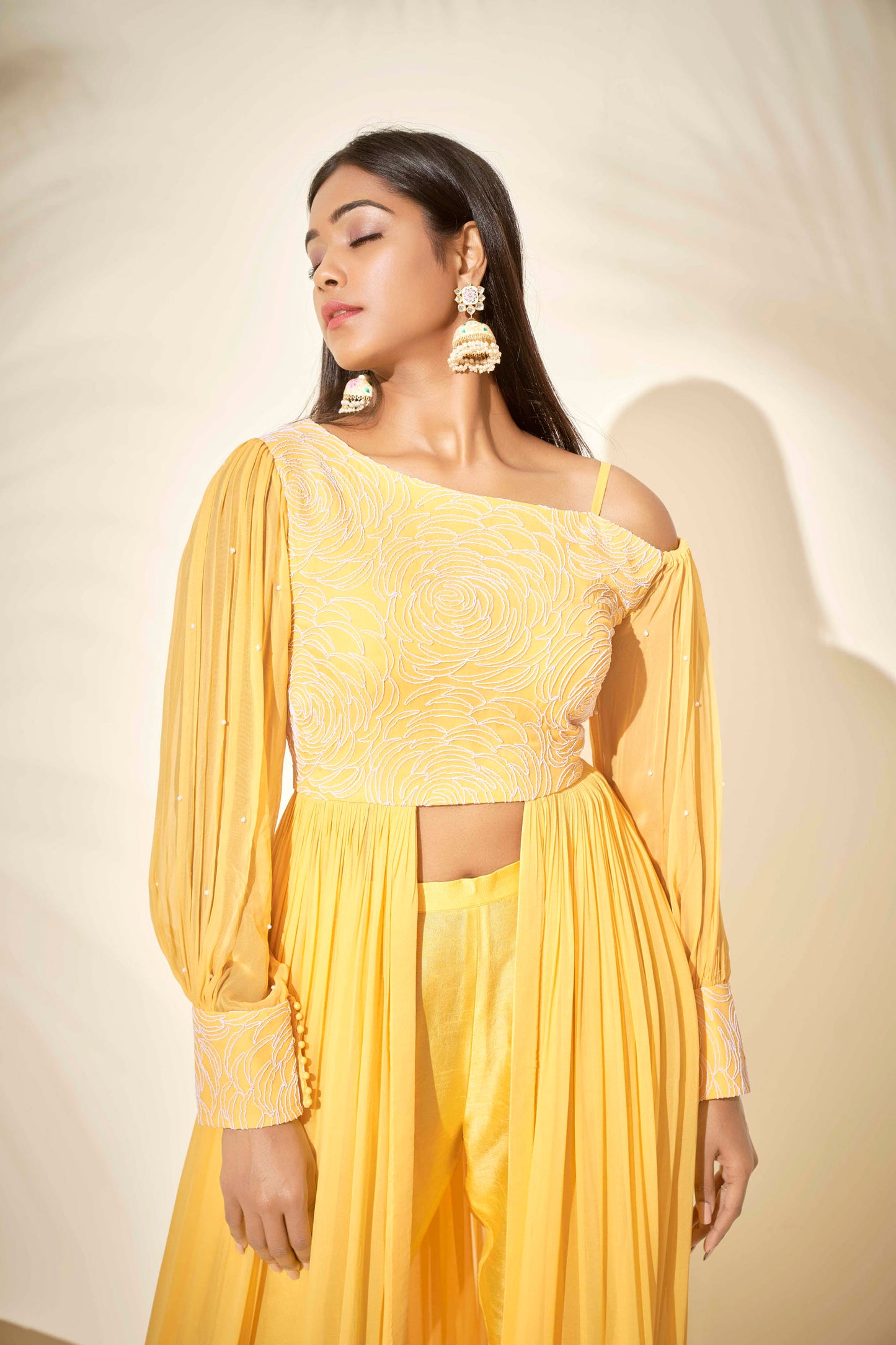 Yellow Embroidered Tunic Set