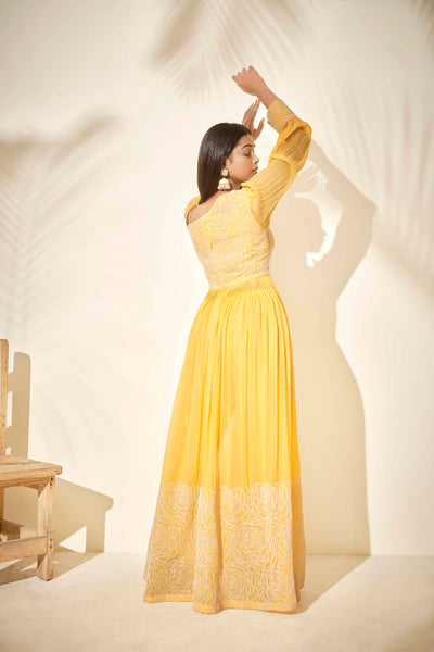 Yellow Embroidered Tunic Set