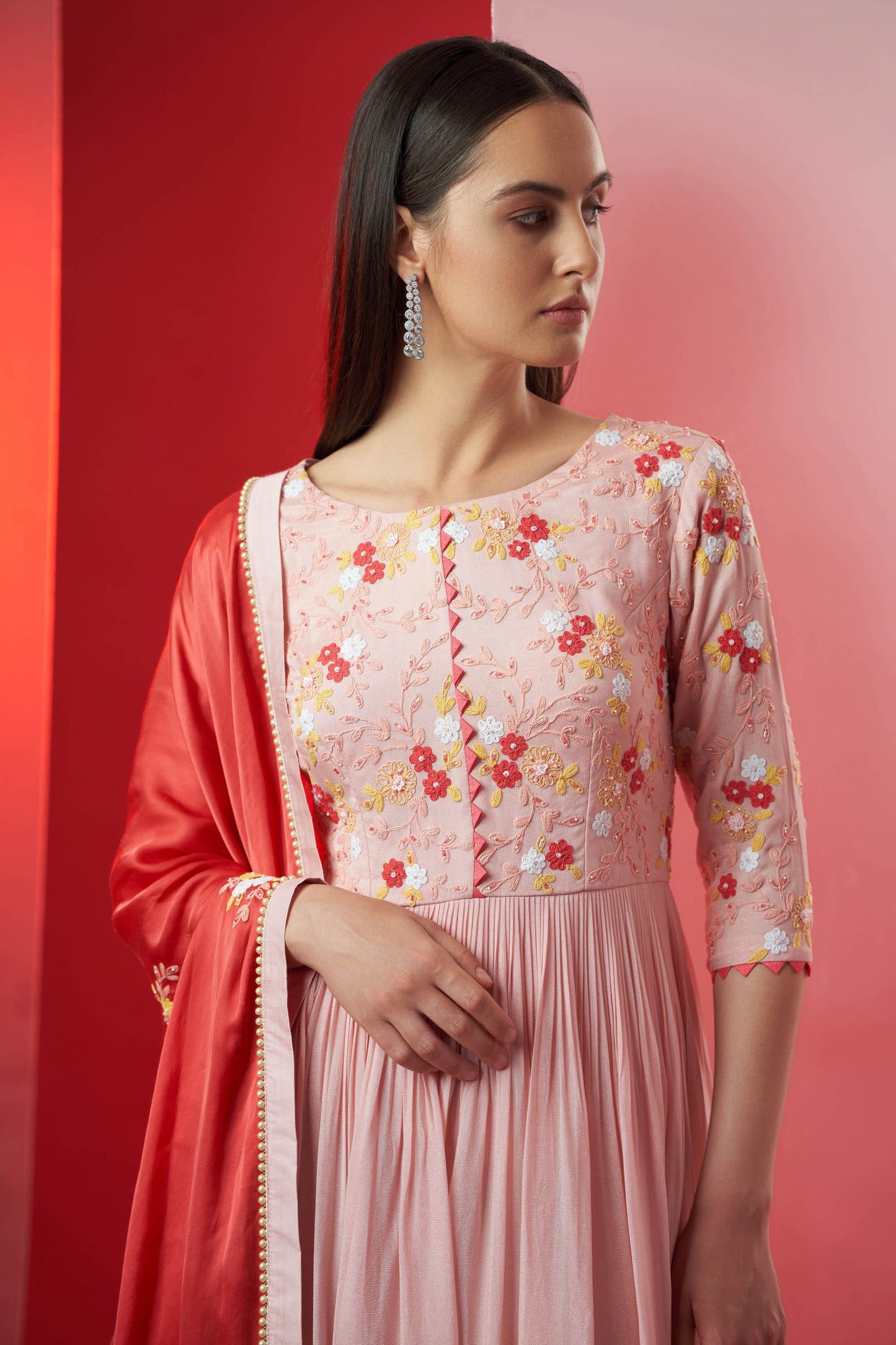 Blush Pink Embroidered Anarkali Set