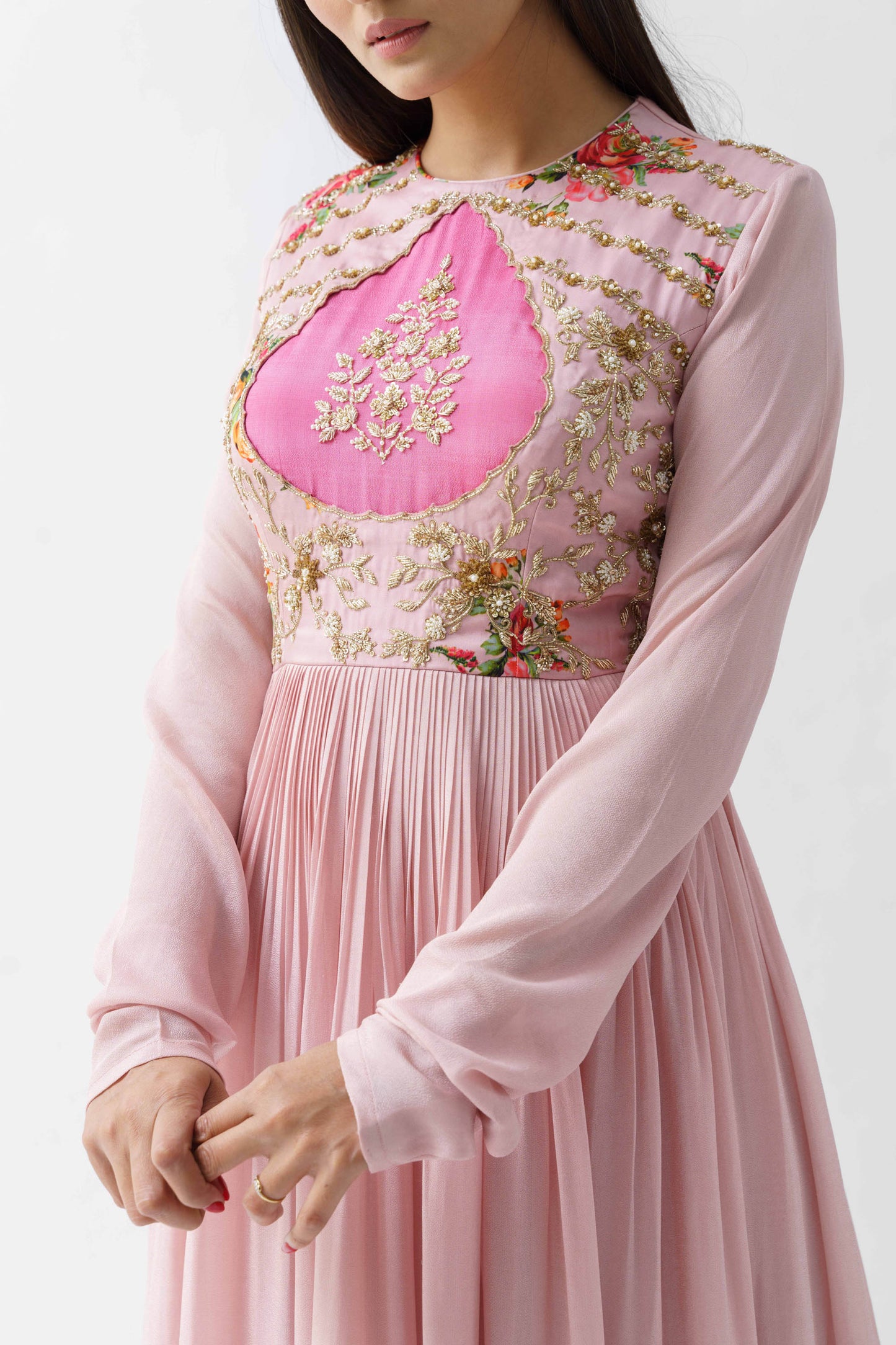 Blush Pink Dress With Zardosi Detailing