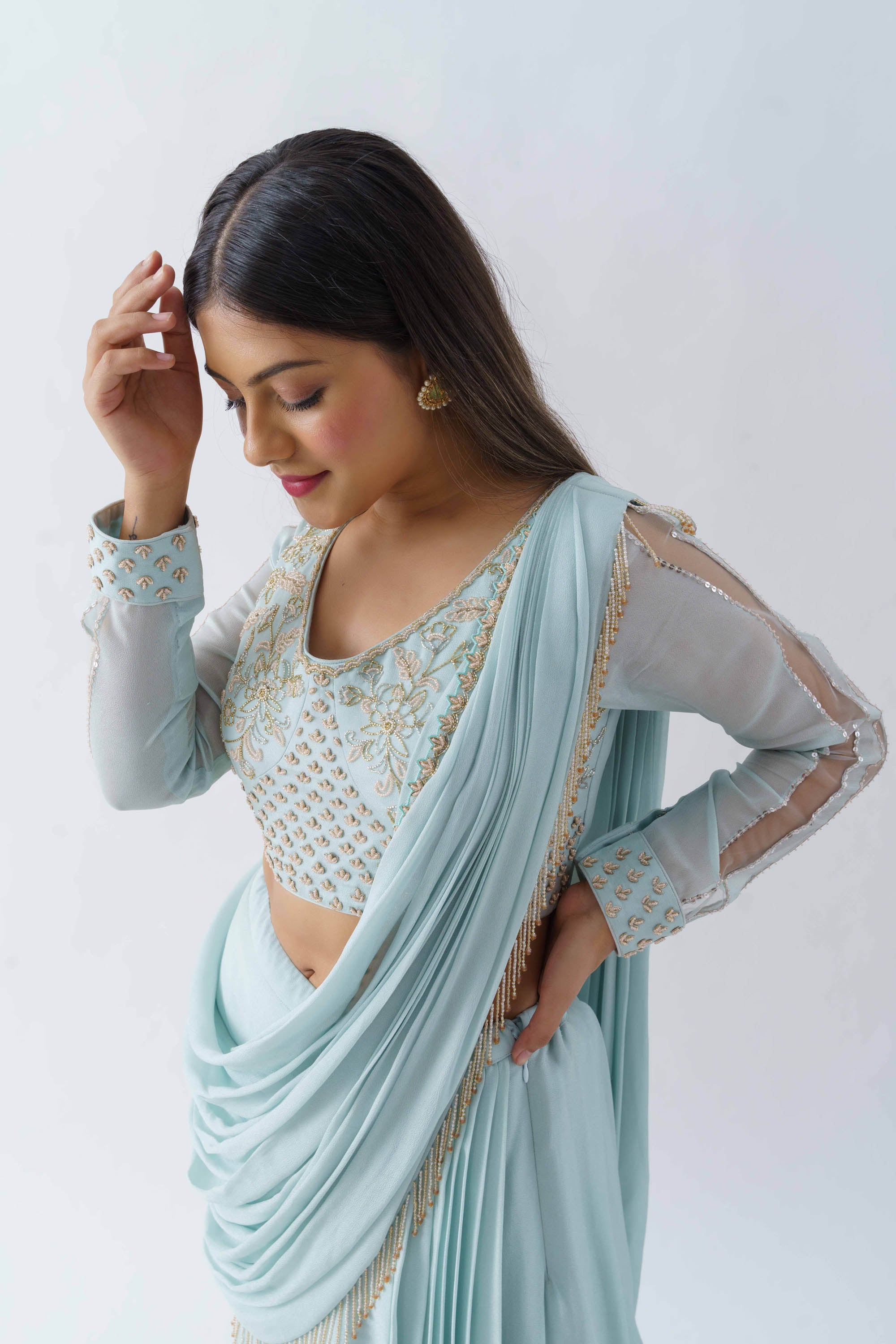 Light Blue Draped Saree