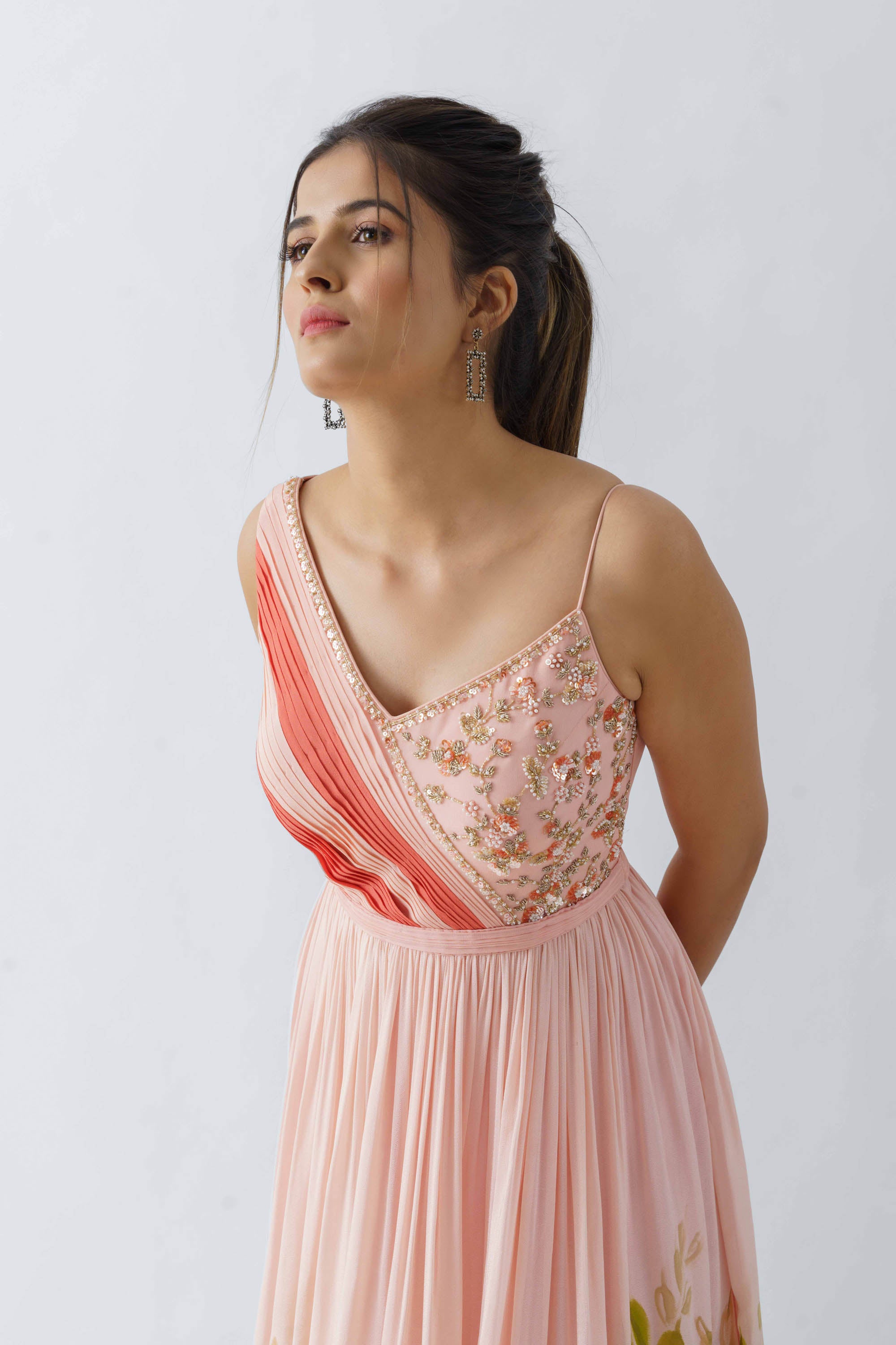 Blush Pink Hand-Printed Gown