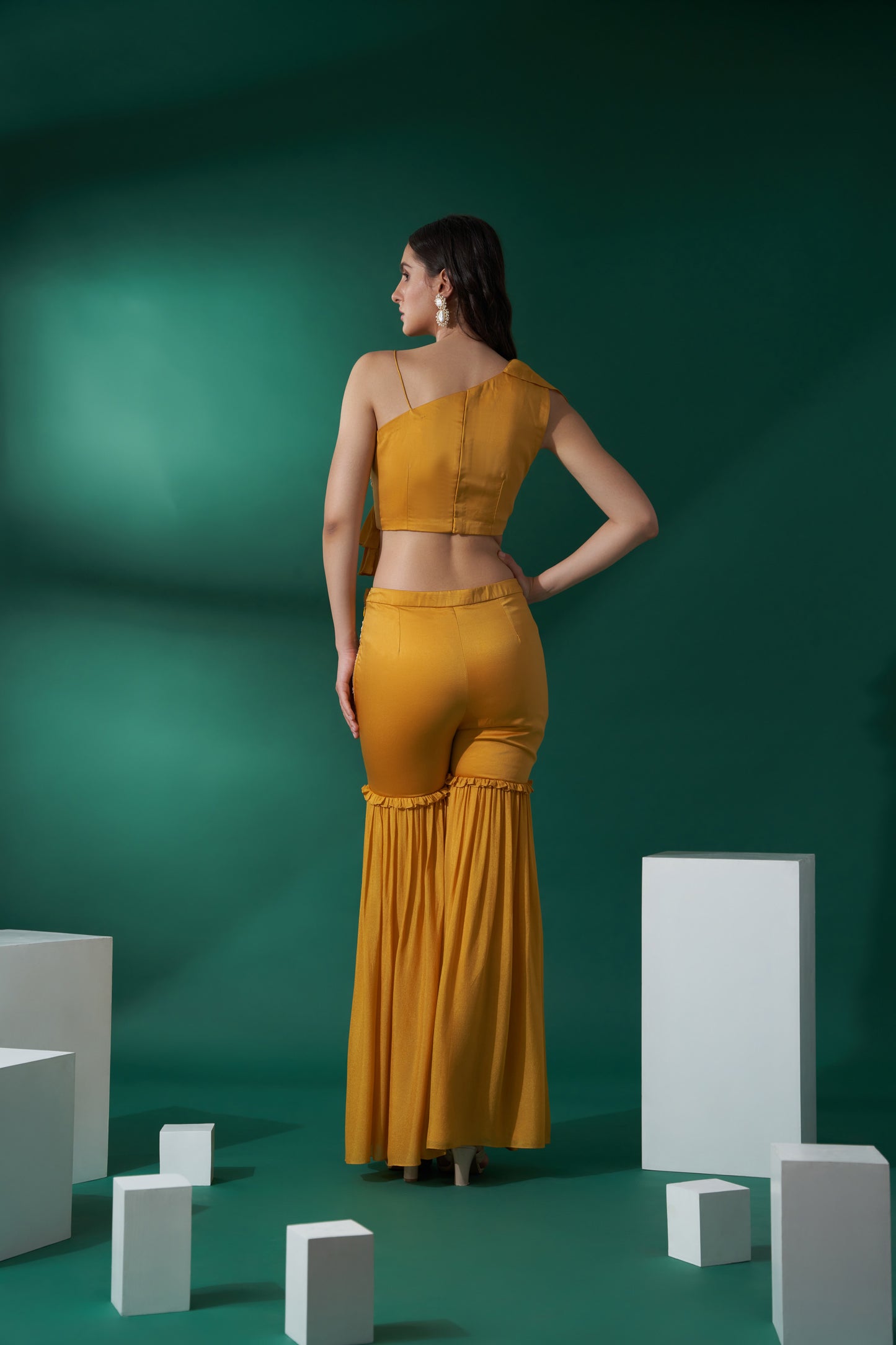 Mustard Satin Pant Set