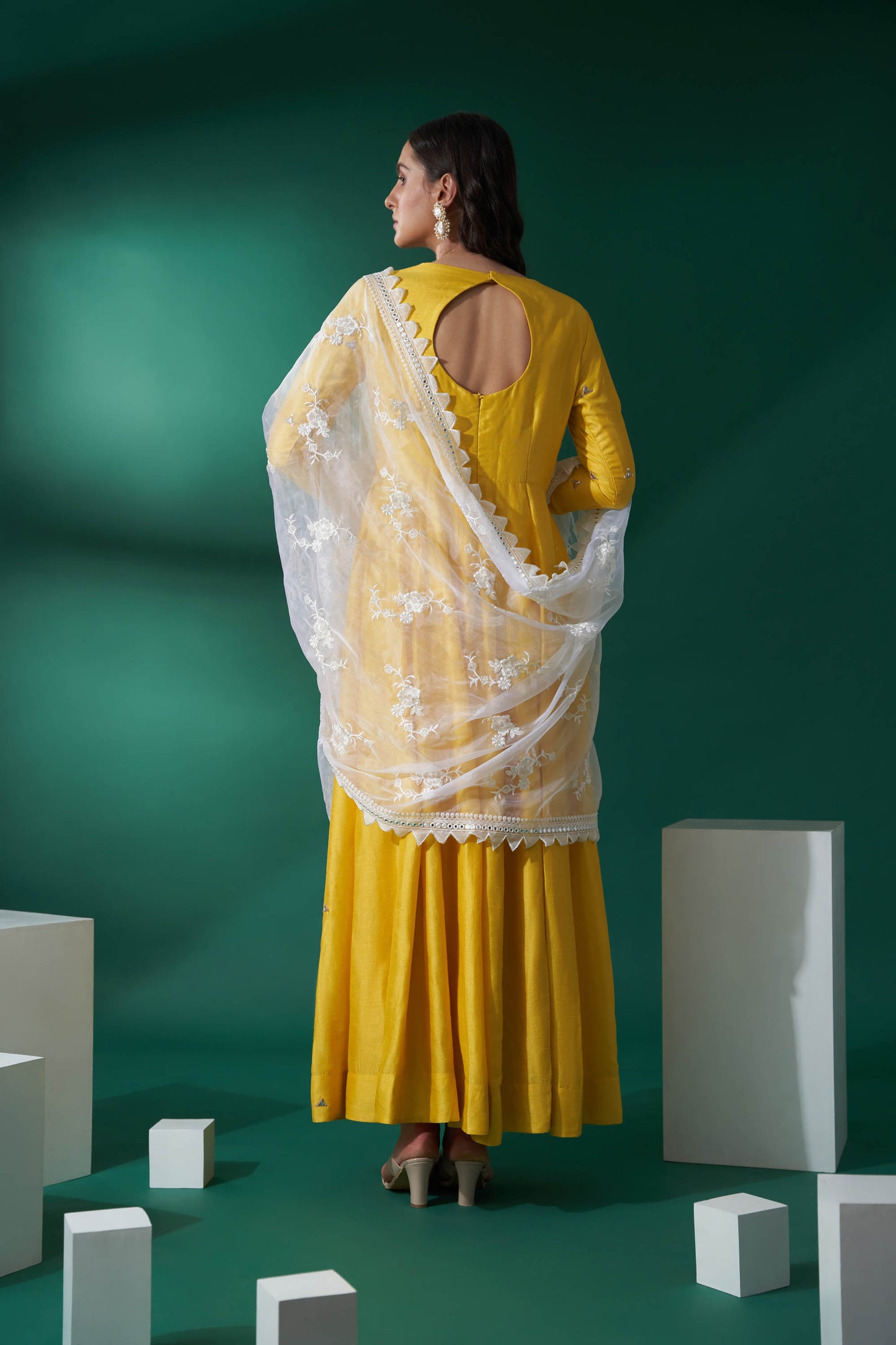 Bright Yellow Embroidered Anarkali Set