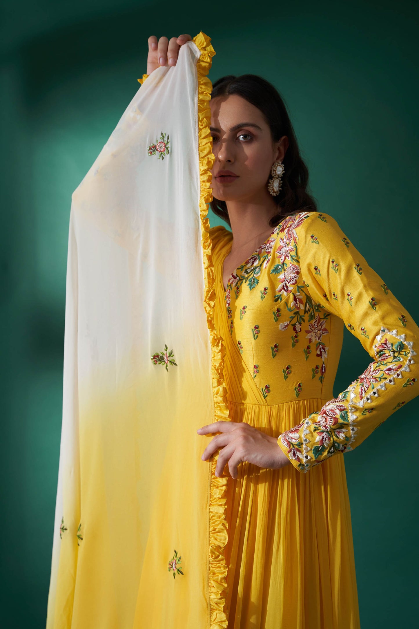 Dandelion Yellow Embroidered Anarkali Set