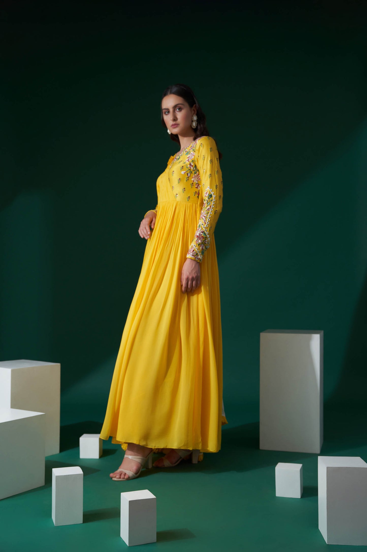 Dandelion Yellow Embroidered Anarkali Set