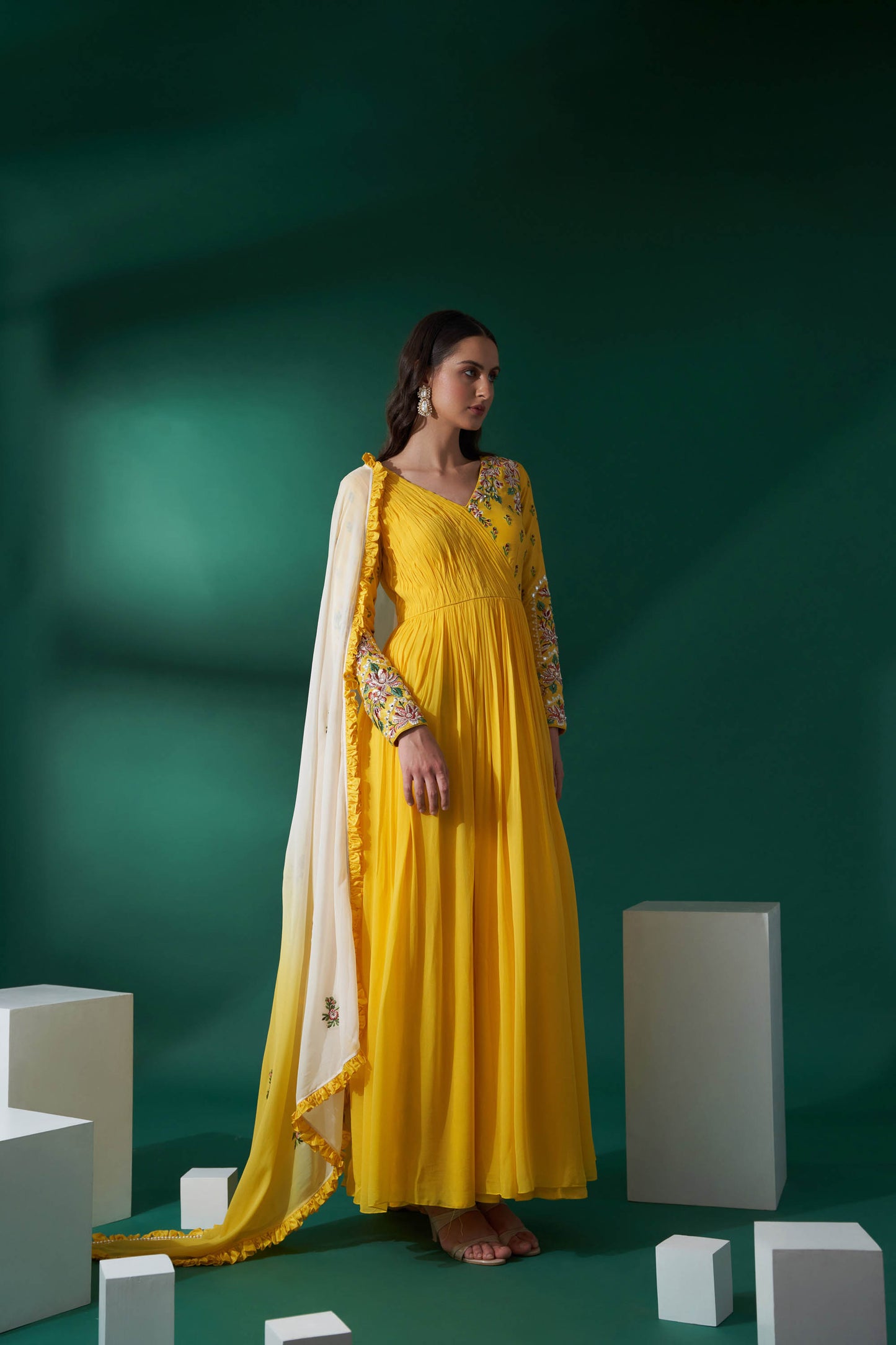 Dandelion Yellow Embroidered Anarkali Set