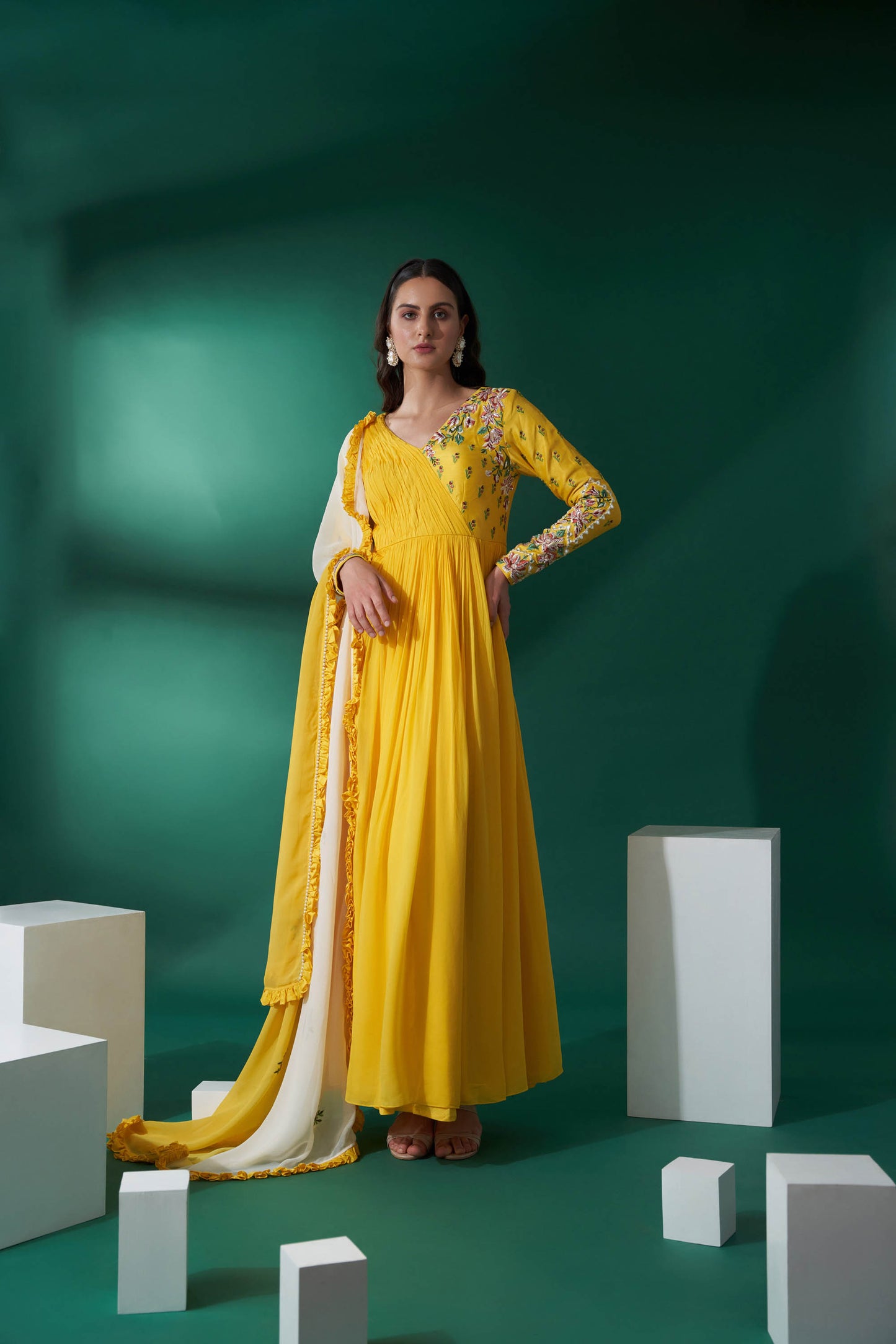 Dandelion Yellow Embroidered Anarkali Set