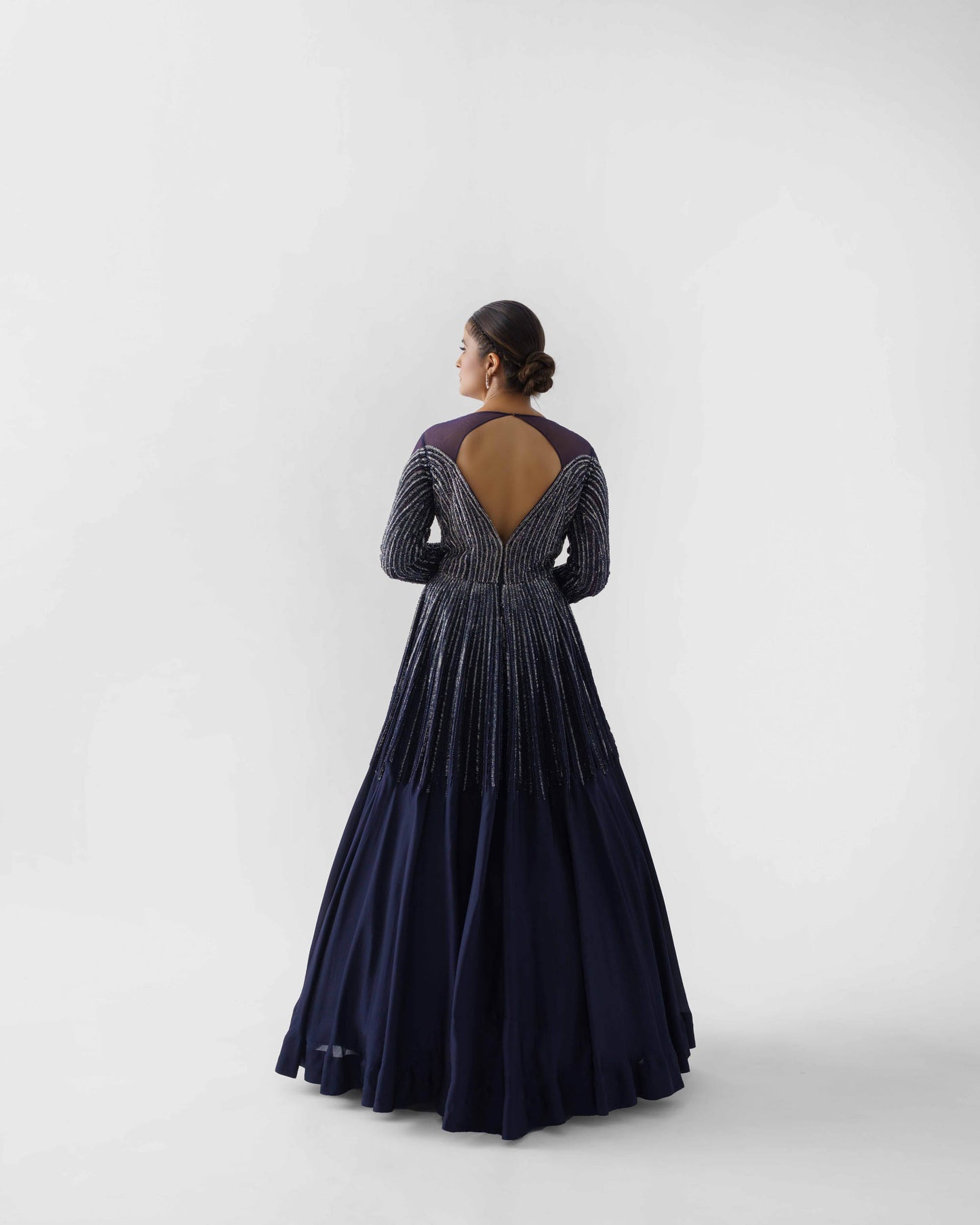 Navy Blue Flared Gown