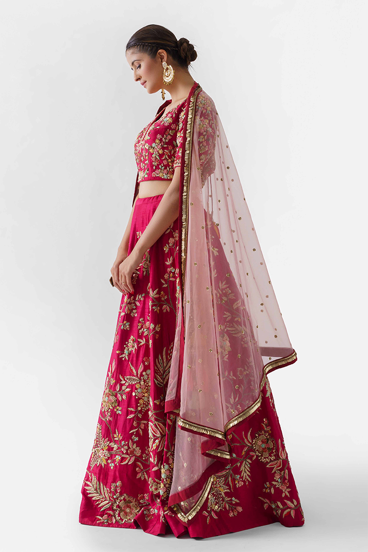 Rich Red Embroidered Bridal Lehenga Set