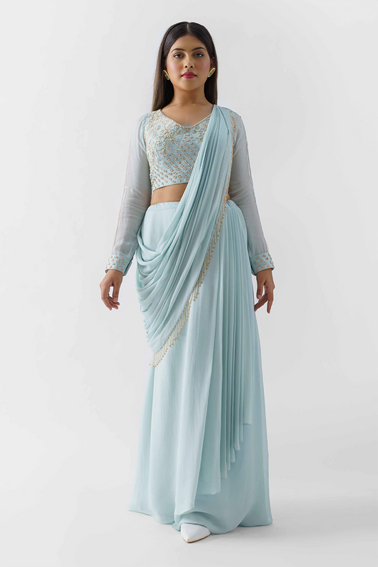 Light Blue Draped Saree