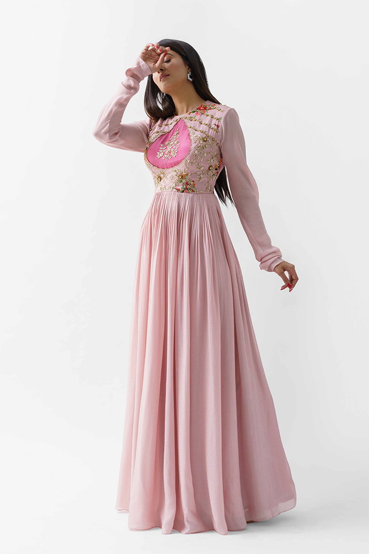 Blush Pink Dress With Zardosi Detailing