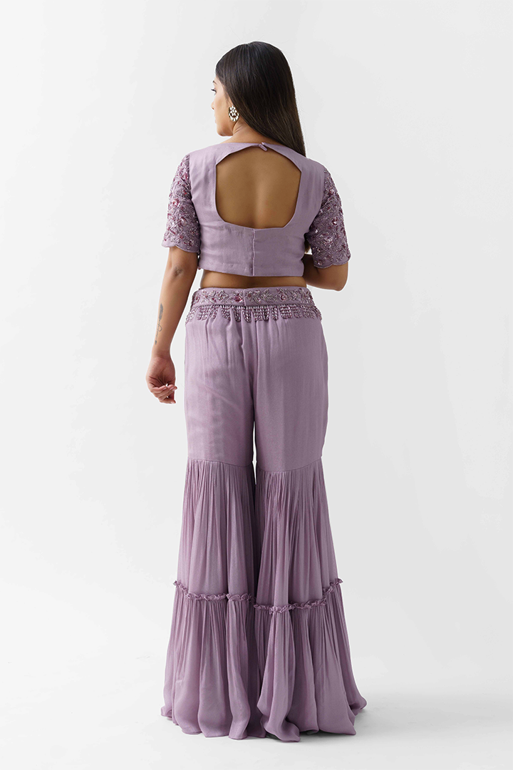 Mauve Layered Sharara Set