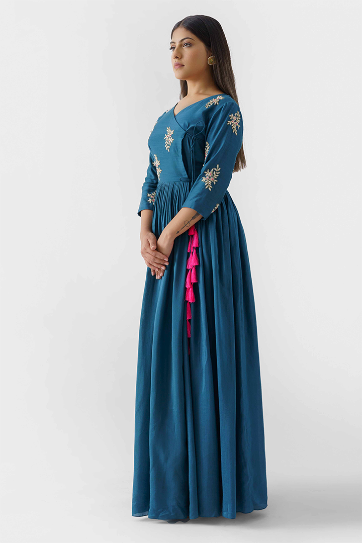 Peacock Blue Angrakha Dress