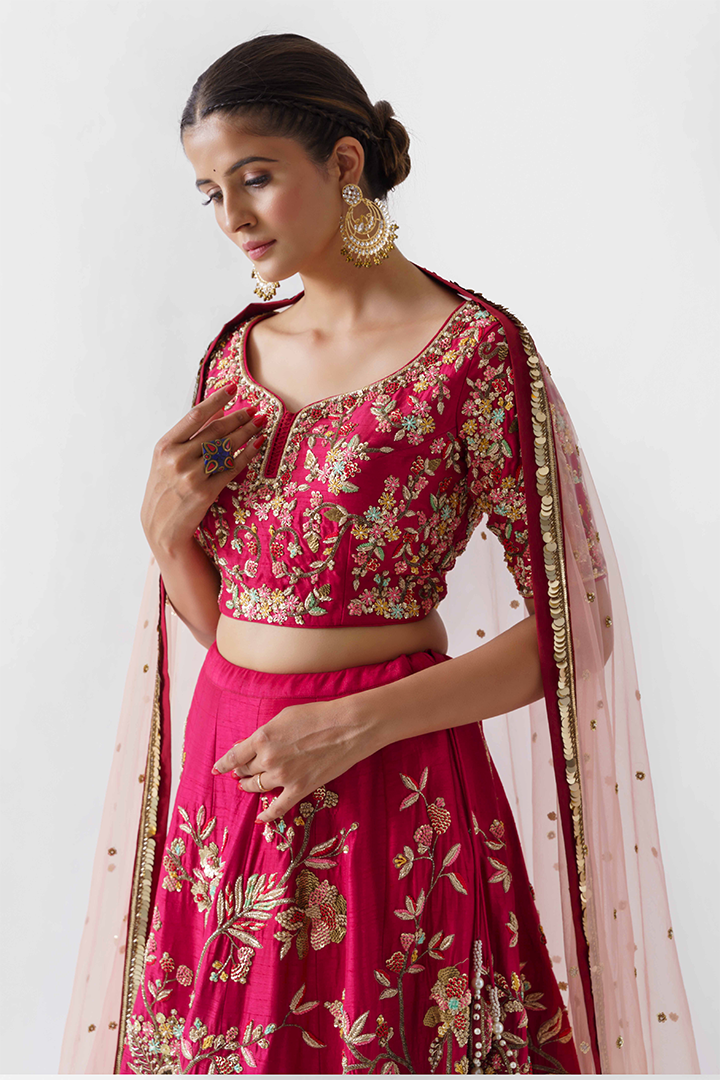 Rich Red Embroidered Bridal Lehenga Set
