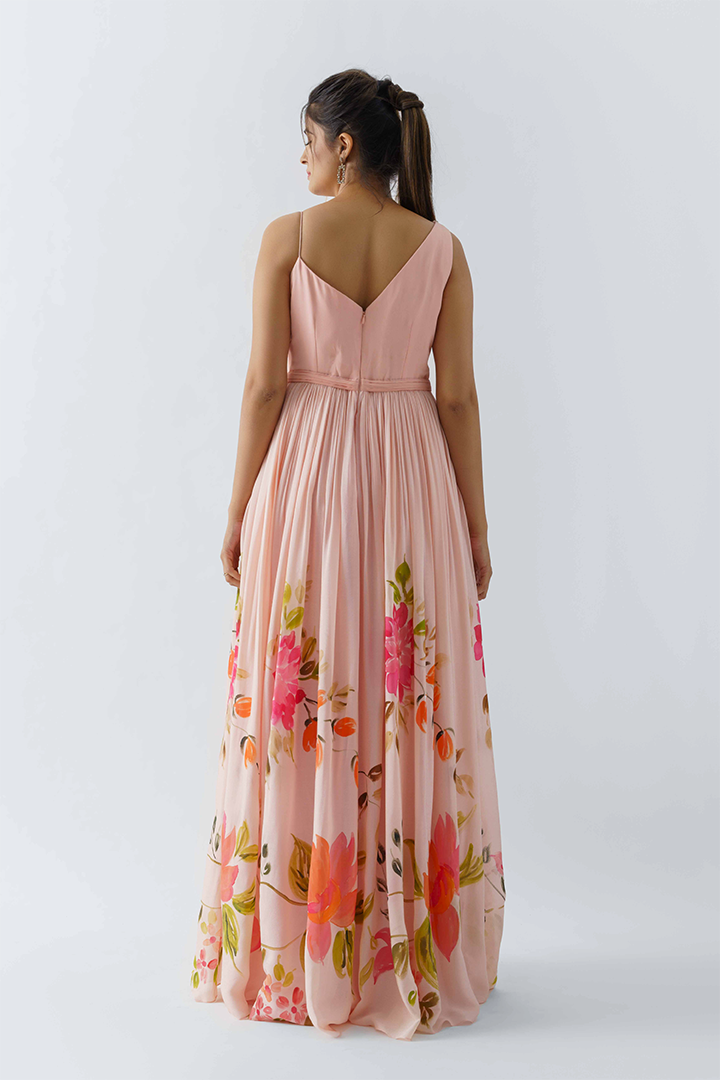 Blush Pink Hand-Printed Gown