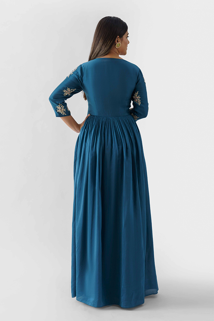 Peacock Blue Angrakha Dress