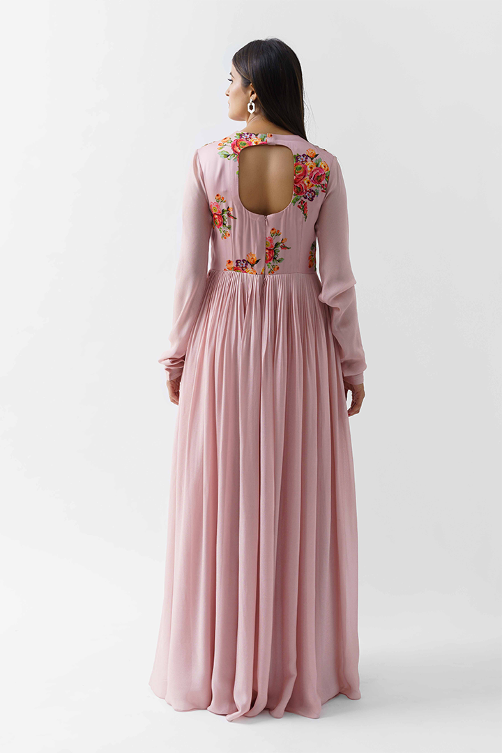 Blush Pink Dress With Zardosi Detailing