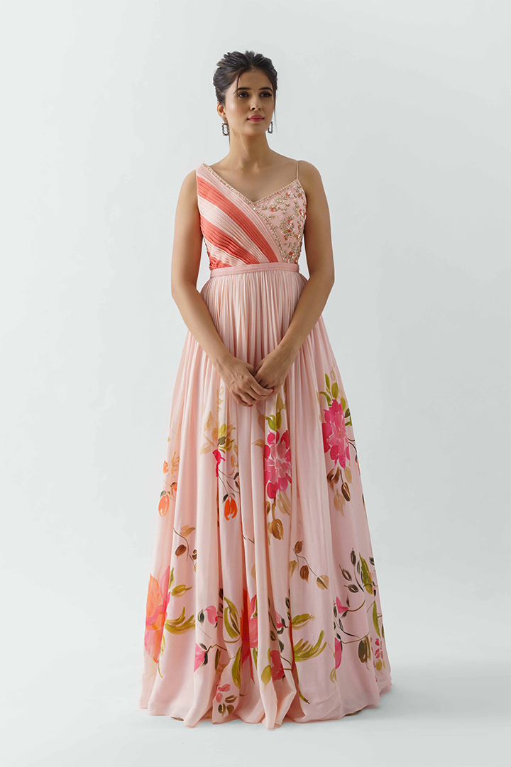 Blush Pink Hand painted Gown