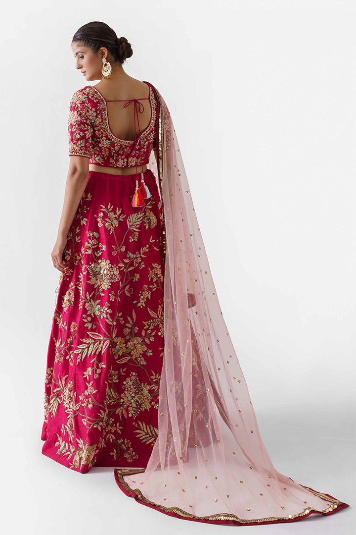 Rich Red Embroidered Bridal Lehenga Set