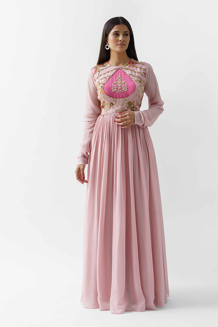Blush Pink Dress With Zardosi Detailing