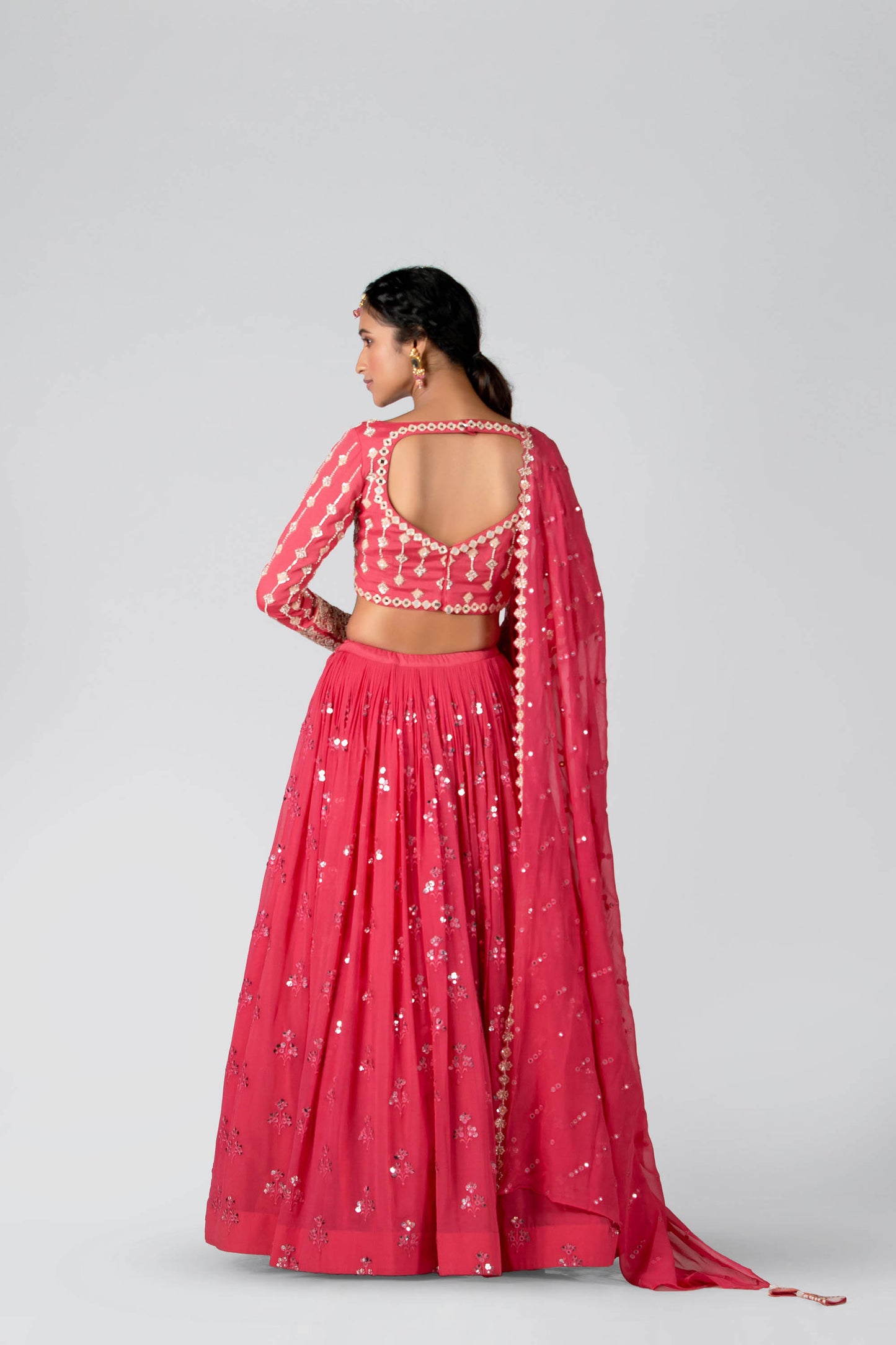 Candy Pink Georgette Skirt Lehenga Set