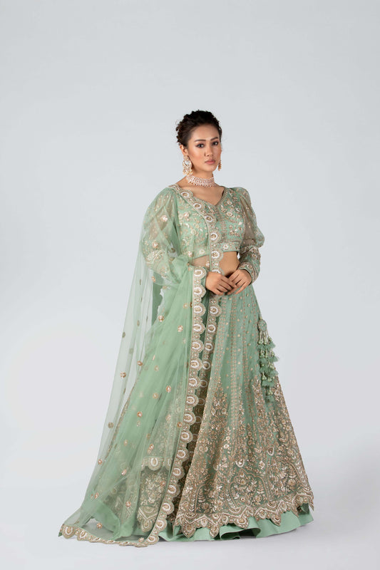 Sea-Green Bridal Lehenga Set