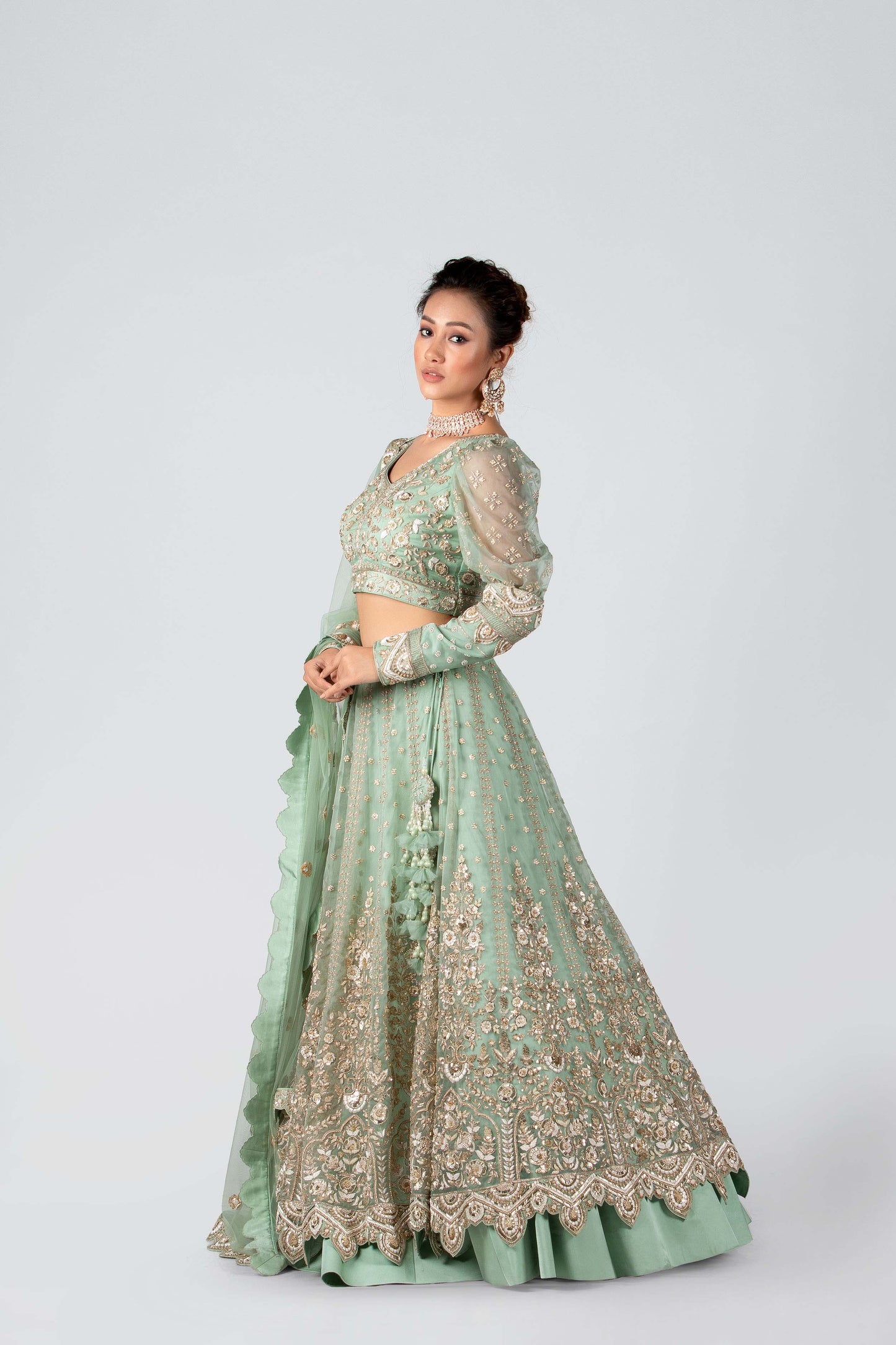 Sea-Green Bridal Lehenga Set