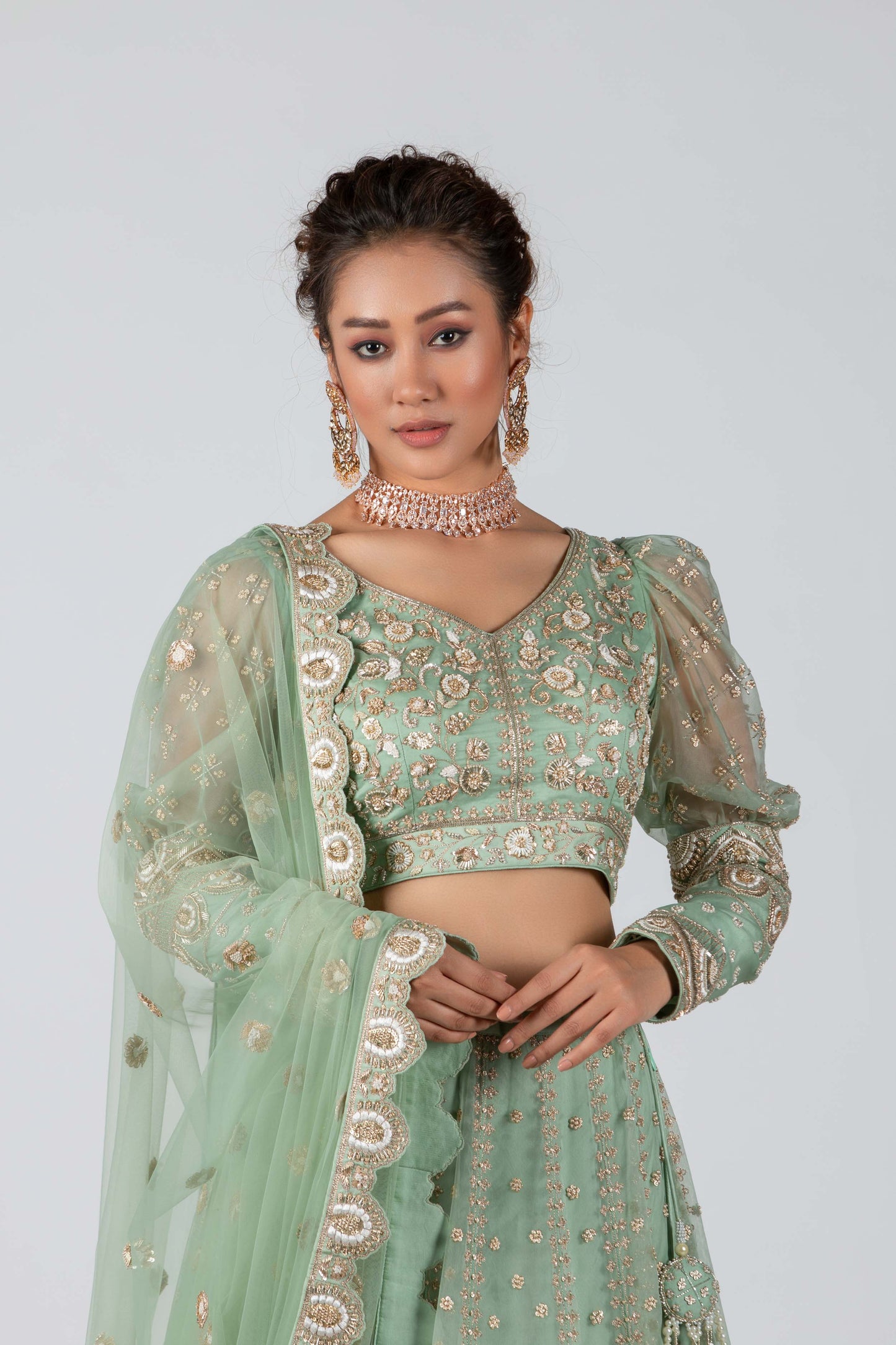 Sea-Green Bridal Lehenga Set