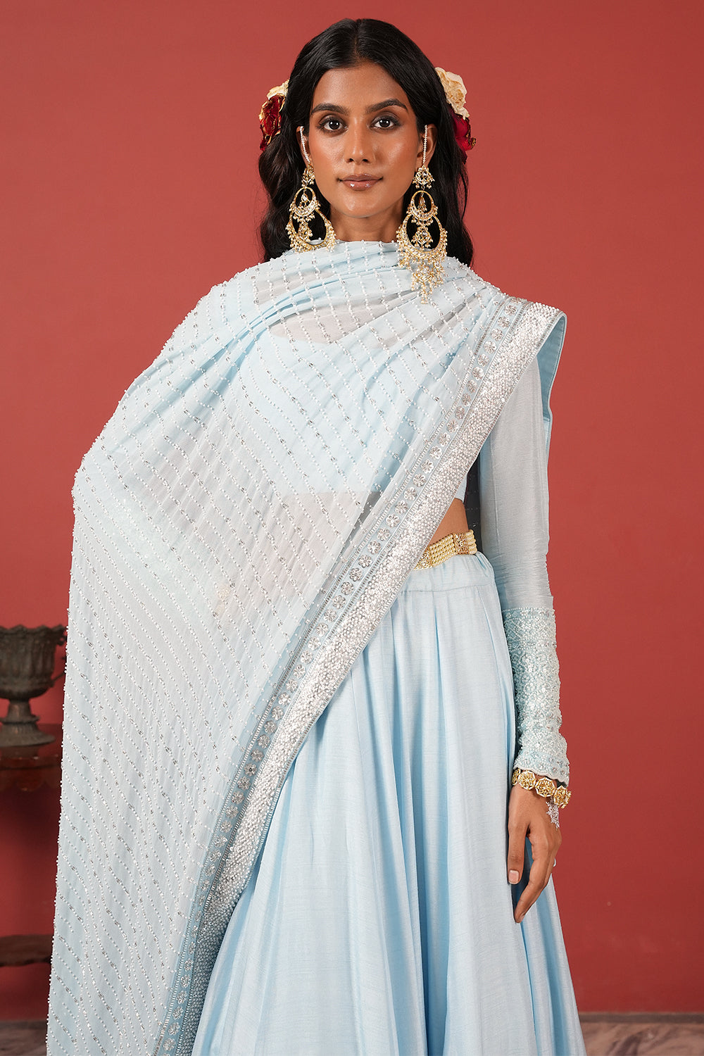 Powder Blue Royal Lehenga Set