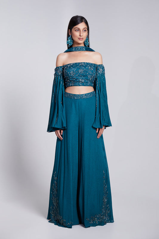Off Shoulder Top with Sharara Set