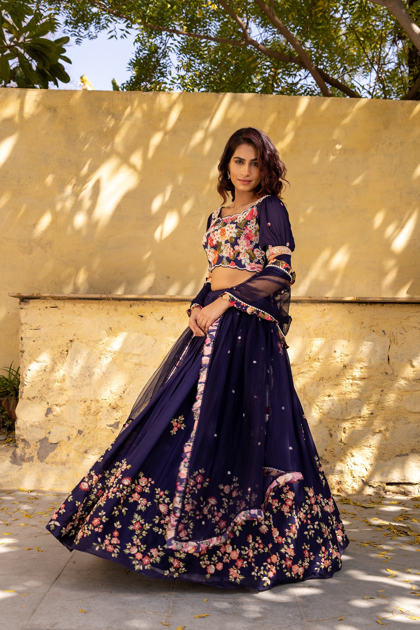 PURPLE THREAD WORK LEHENGA SET