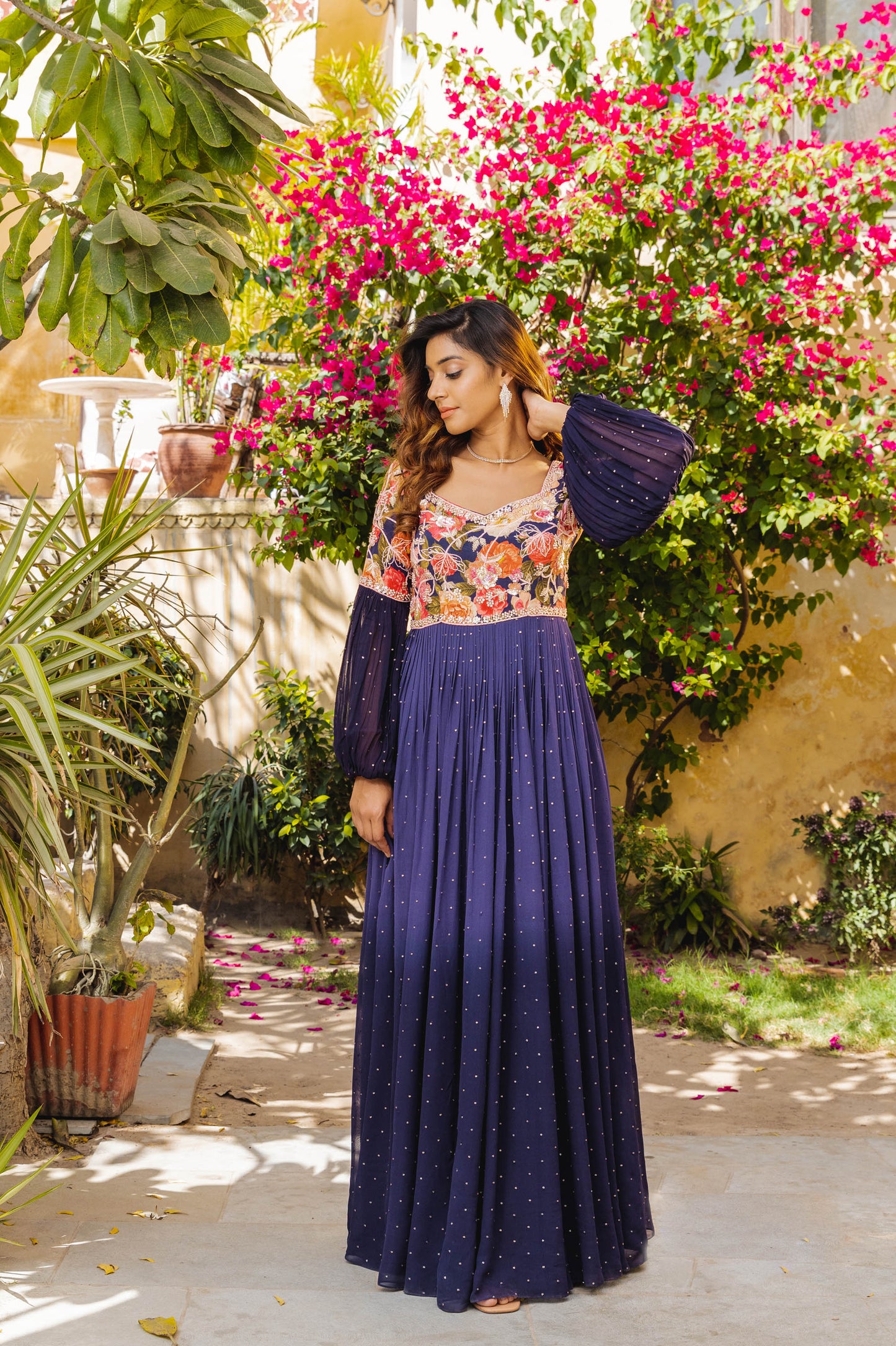 Purple Georgette Embroidered Anarkali Set