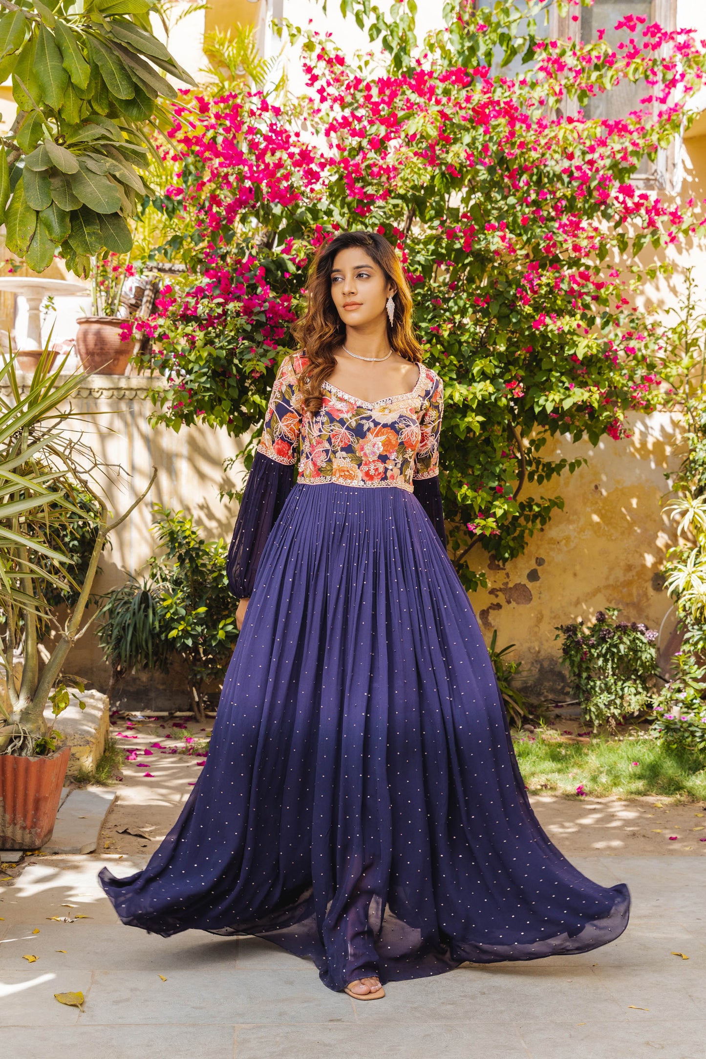 Purple Georgette Embroidered Anarkali Set